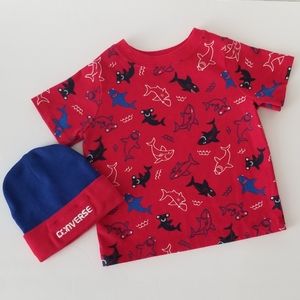 3/$12. Bundle Converse Infant Hat & Shark Garanimals Tee